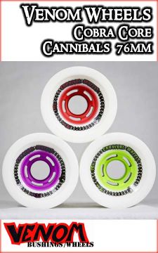 VENOM WHEELS - COBRA CORE CANNIBALS 76MM - THREE DUROS (four wheels)